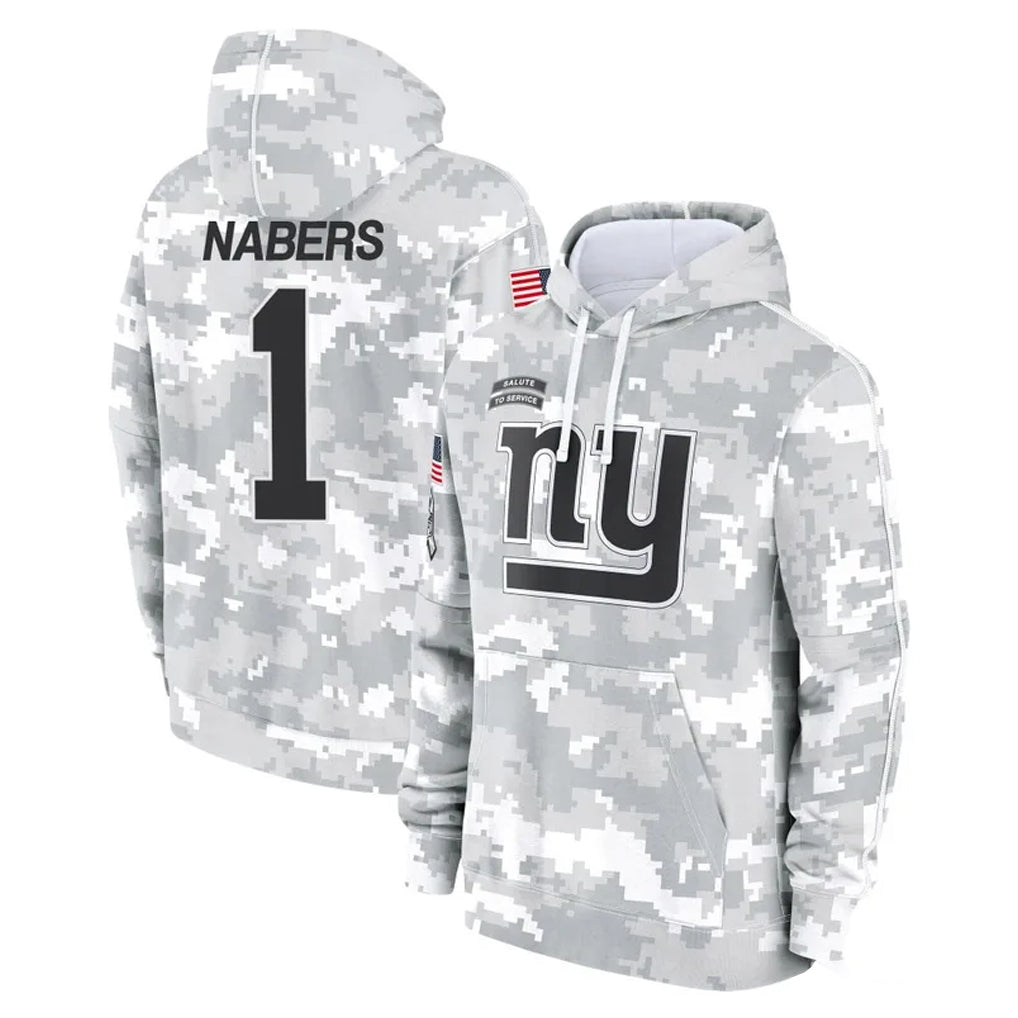 NY.Giants #1 Malik Nabers Player Arctic Camo Salute to Service Pullover Hoodies Limited Game Gdoa Stitched Jerseys