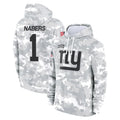 NY.Giants #1 Malik Nabers Player Arctic Camo Salute to Service Pullover Hoodies Limited Game Gdoa Stitched Jerseys