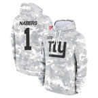 NY.Giants #1 Malik Nabers Player Arctic Camo Salute to Service Pullover Hoodies Limited Game Gdoa Stitched Jerseys