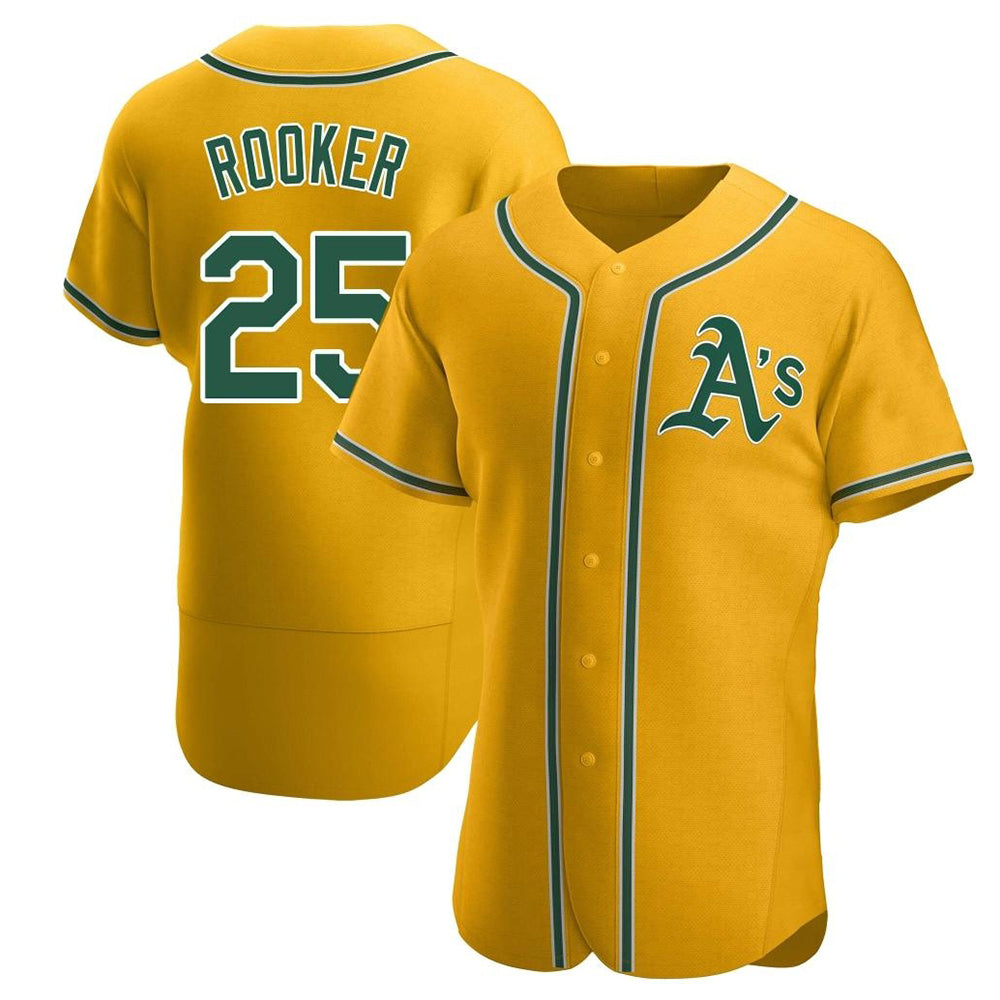 Athletics #25 Brent Rooker Player Gold Authentic Alternate Stitched Jersey