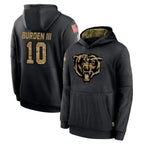 C.Bears #10 Luther Burden III Player Black Salute to Service Pullover Hoodies Limited Gdoa Stitched Jerseys