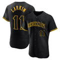 C.Reds #11 Barry Larkin Player Black Snake Skin City Limited Elite Home Gdoa Stitched Jerseys
