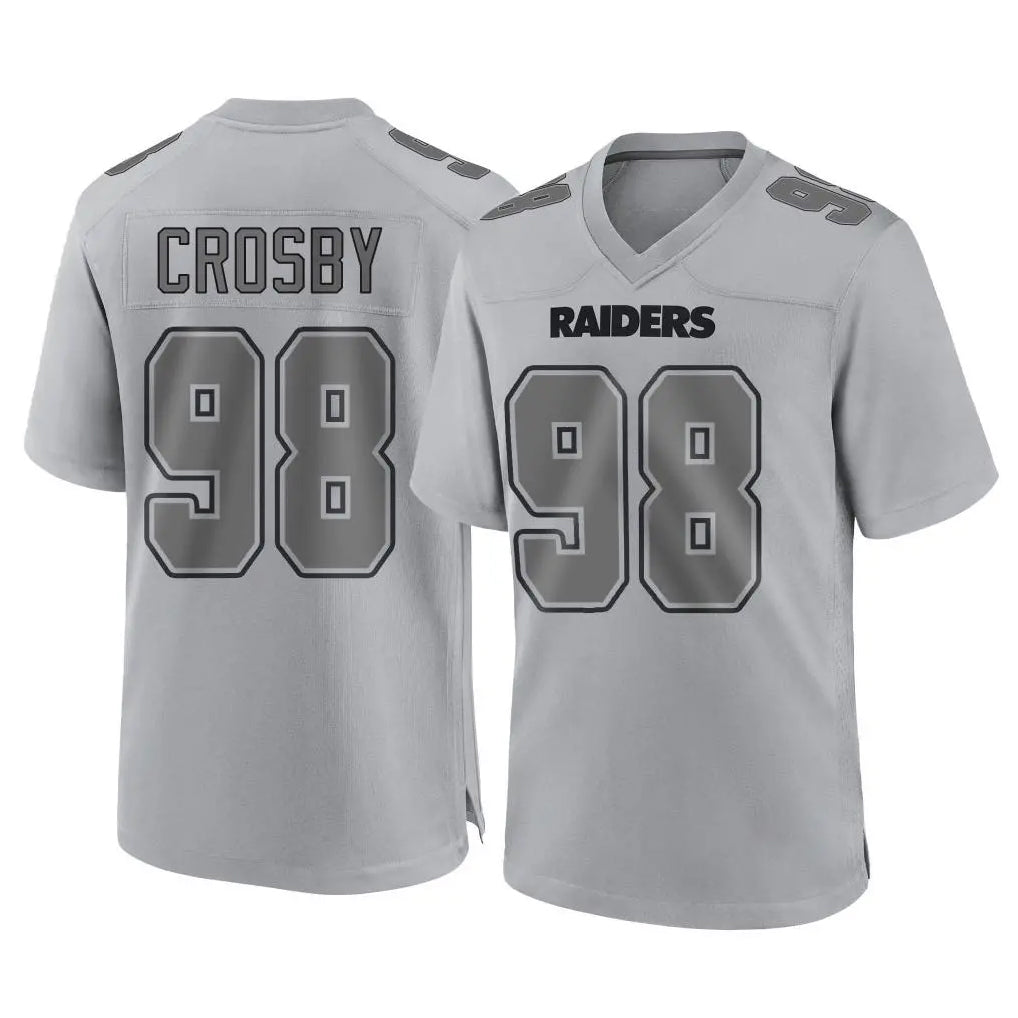 LV.Raiders #98 Maxx Crosby Player Gray Atmosphere Fashion Limited Game Gdoa Stitched Jerseys