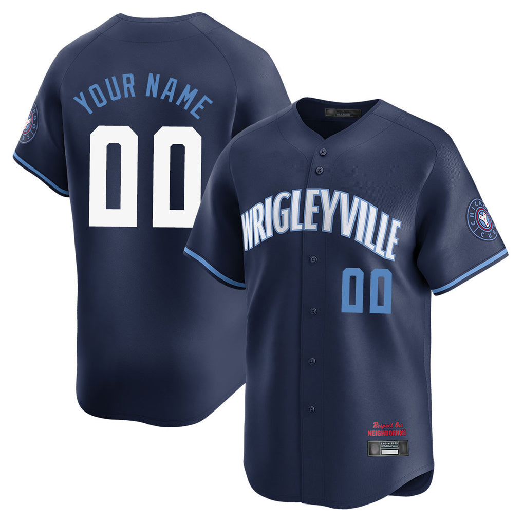 Custom C.Cubs Navy City Connect Limited Home Game Any Name & Number Gdoa Stitched Jerseys