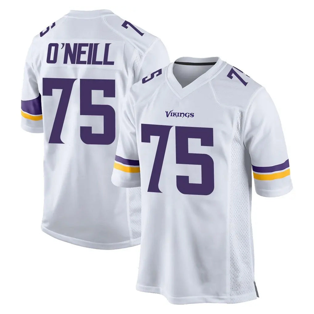 M.Vikings #75 Brian O'Neill Player White Home Game Gdoa Stitched Jerseys