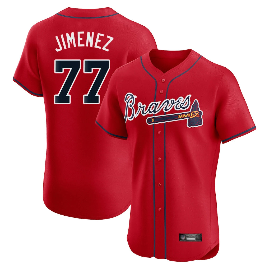 A.Braves #77 Joe Jimenez Player Red Limited Elite Home Game Gdoa Stitched Jerseys