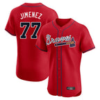 A.Braves #77 Joe Jimenez Player Red Limited Elite Home Game Gdoa Stitched Jerseys
