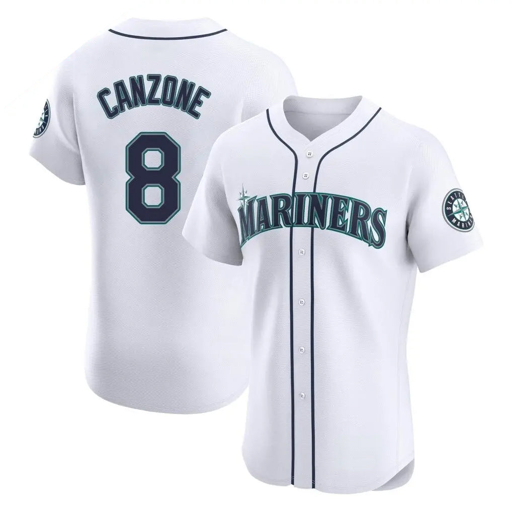 S.Mariners #8 Dominic Canzone Player White Home Limited Elite Fdoa Stitched Jerseys