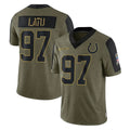 IN.Colts #97 Laiatu Latu Player Olive Salute To Service Limited Game Gdoa Stitched Jerseys