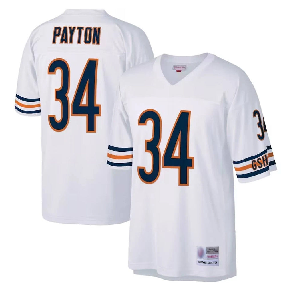 C.Bears #34 Walter Payton Player White 1985 Walter Payton Mitchell & Ness Throwback Retired Gdoa Stitched Jerseys