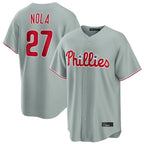 P.Phillies #27 Aaron Nola Player Gray Home Game Fdoa Stitched Jerseys