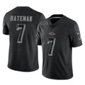 B.Ravens #7 Rashod Bateman Player Black REFLECTIVE Limited Gdoa Stitched Jerseys