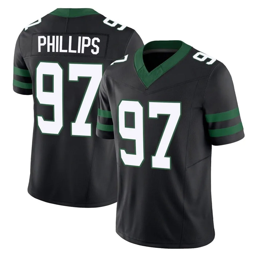 NY.Jets #97 Harrison Phillips Player Black Limited Legacy Vapor F.U.S.E. Home Game Gdoa Stitched Jerseys