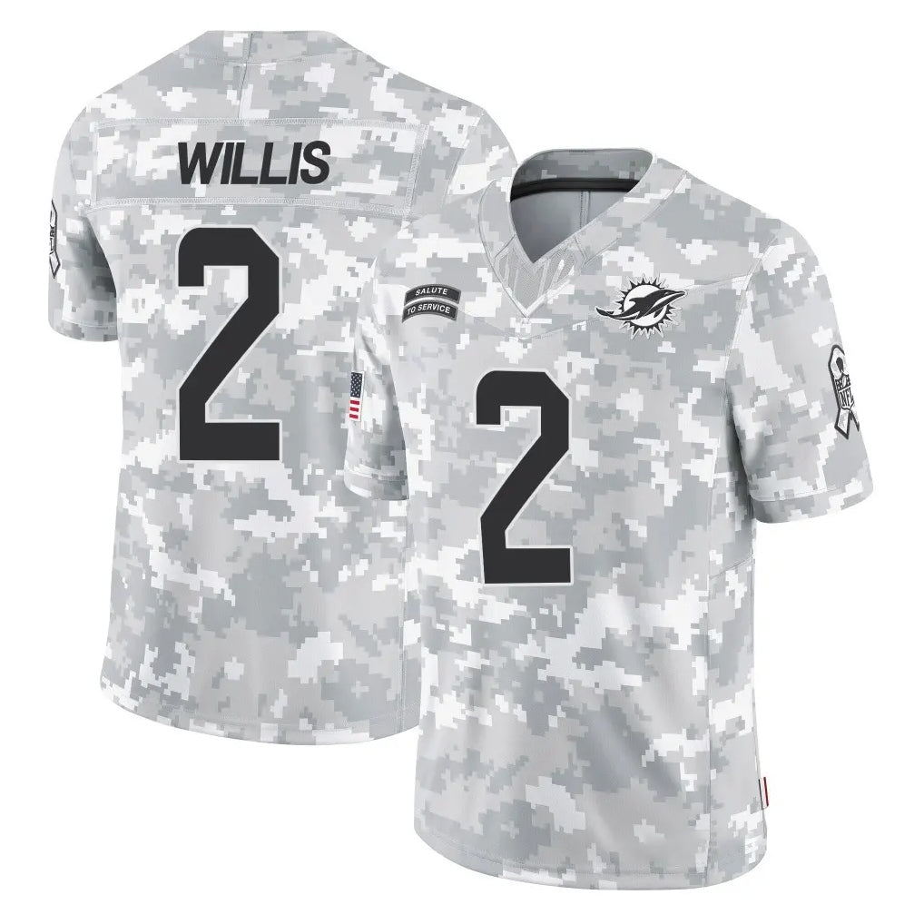 M.Dolphins #2 Malik Willis Player Arctic Camo Salute To Service Limited Game Gdoa Stitched Jerseys