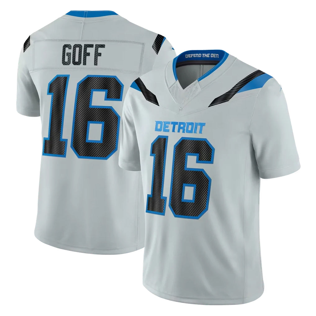 D.Lions #16 Jared Goff Player Silver Limited 2026 Rivalries Collection Home Game Gdoa Stitched Jerseys