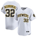 M.Brewers #32 Jacob Misiorowski Player White Stripes Home Limited Game Fdoa Stitched Jerseys