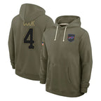 B.Bills #4 James Cook III Player Olive Salute to Service Hoodies Gdoa Stitched Jerseys