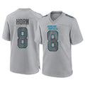 C.Panthers #8 Jaycee Horn Player Gray Atmosphere Fashion Game Gdoa Stitched Jerseys