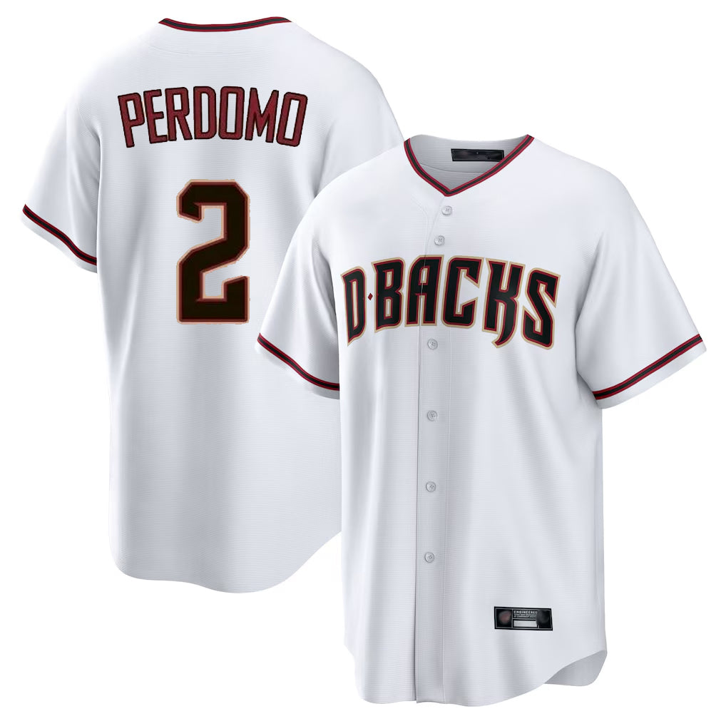 A.Diamondbacks #2 Geraldo Perdomo Player White Home Game Gdoa Stitched Jerseys