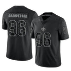 NO.Saints #96 Carl Granderson Player Black Limited Reflective Home Game Gdoa Stitched Jerseys