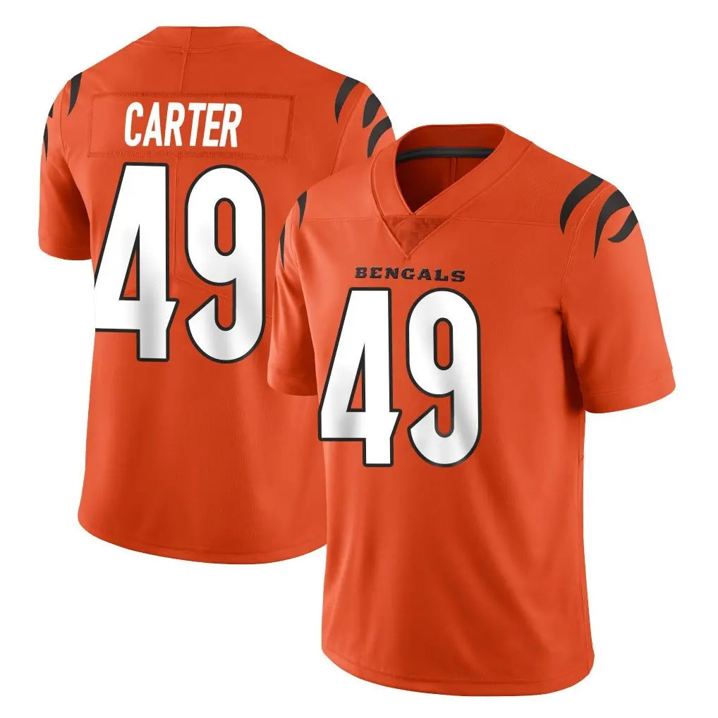 C.Bengals #49 Barrett Carter Player Orange Vapor Untouchable Limited Home Game Gdoa Stitched Jerseys