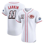 C.Reds #11 Barry Larkin Player White Speedway Classic Limited Elite Home Gdoa Stitched Jerseys