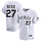 C.Rockies #27 Jordan Beck Player White Limited Home Gdoa Stitched Jerseys