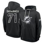 M.Dolphins #71 Jonah Savaiinaea Player 2026 Black Logo Pullover Hoodies Limited Game Gdoa Stitched Jerseys