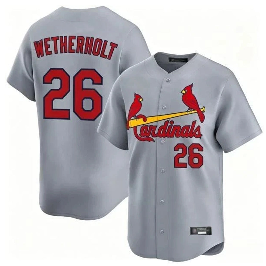 St. Louis Cardinals #26 JJ Wetherholt Player Gray Home Limited Fdoa Stitched Jerseys