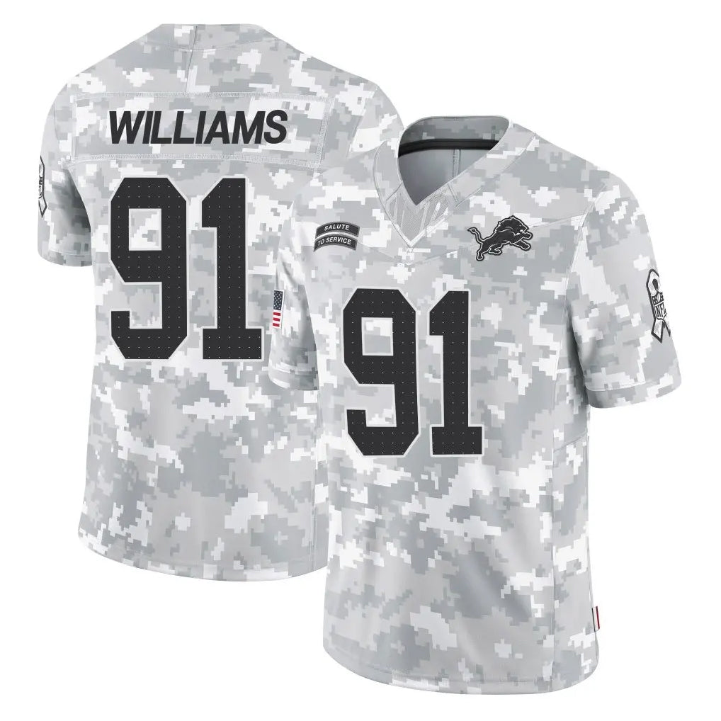 D.Lions #91 Tyleik Williams Player Arctic Camo Salute To Service Limited Gdoa Stitched Jerseys