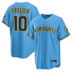 M.Brewers #10 Sal Frelick Player Light Blue Road Stadium Game Fdoa Stitched Jerseys