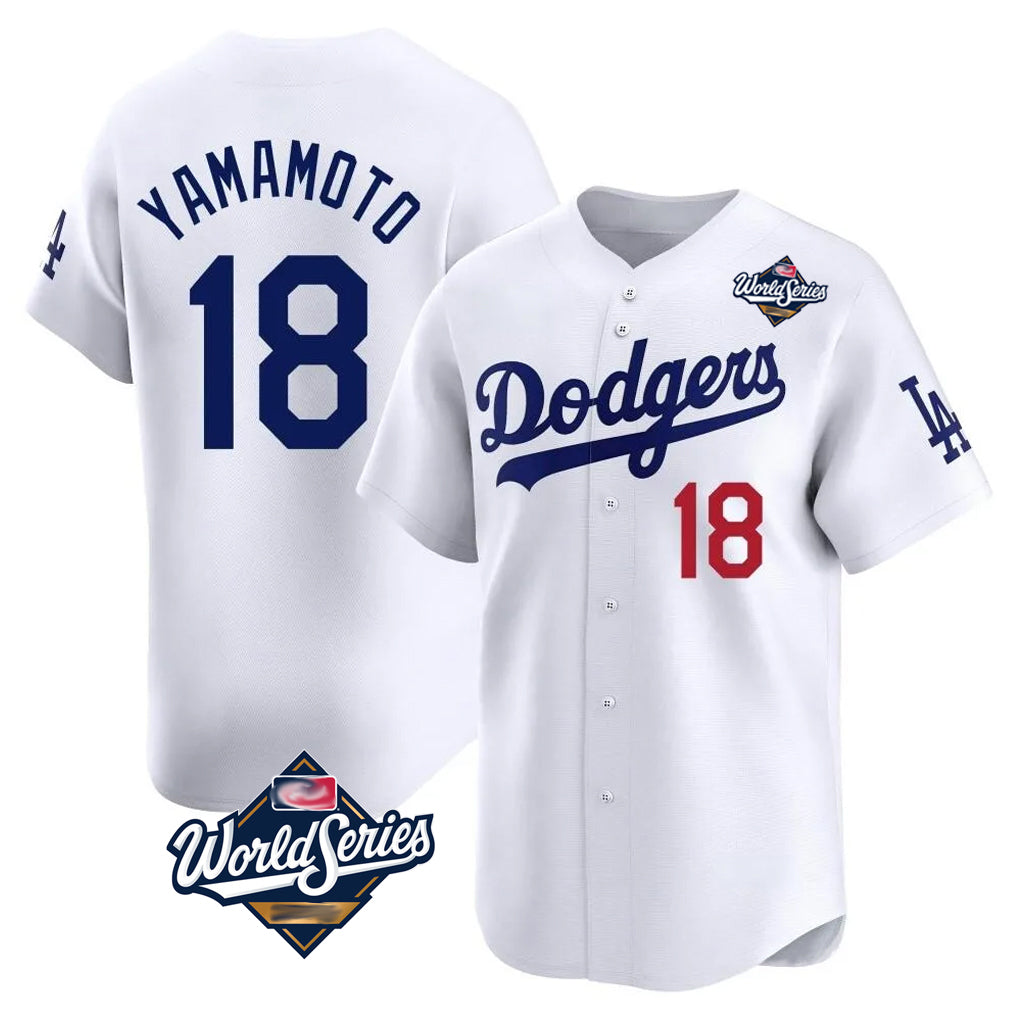 LA.Dodgers #18 Yoshinobu Yamamoto Player White World Series Limited Home Fdoa Stitched Jerseys