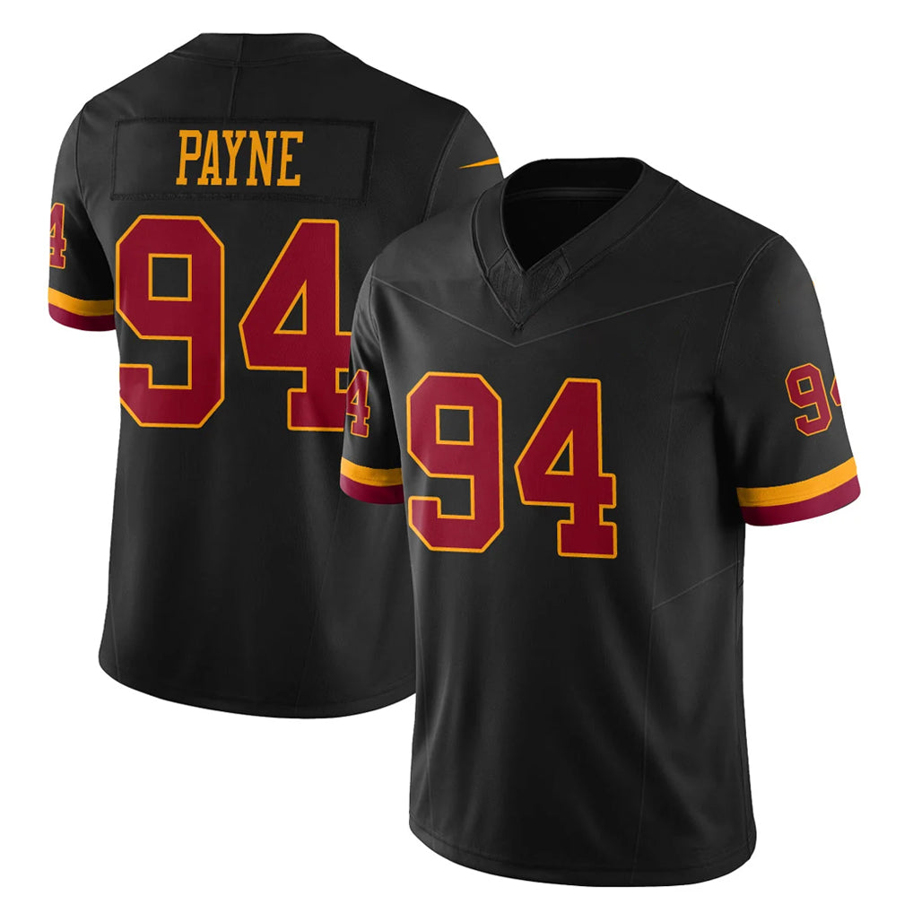 W.Commanders #94 Daron Payne Player Black Limited Vapor Home Game Gdoa Stitched Jerseys