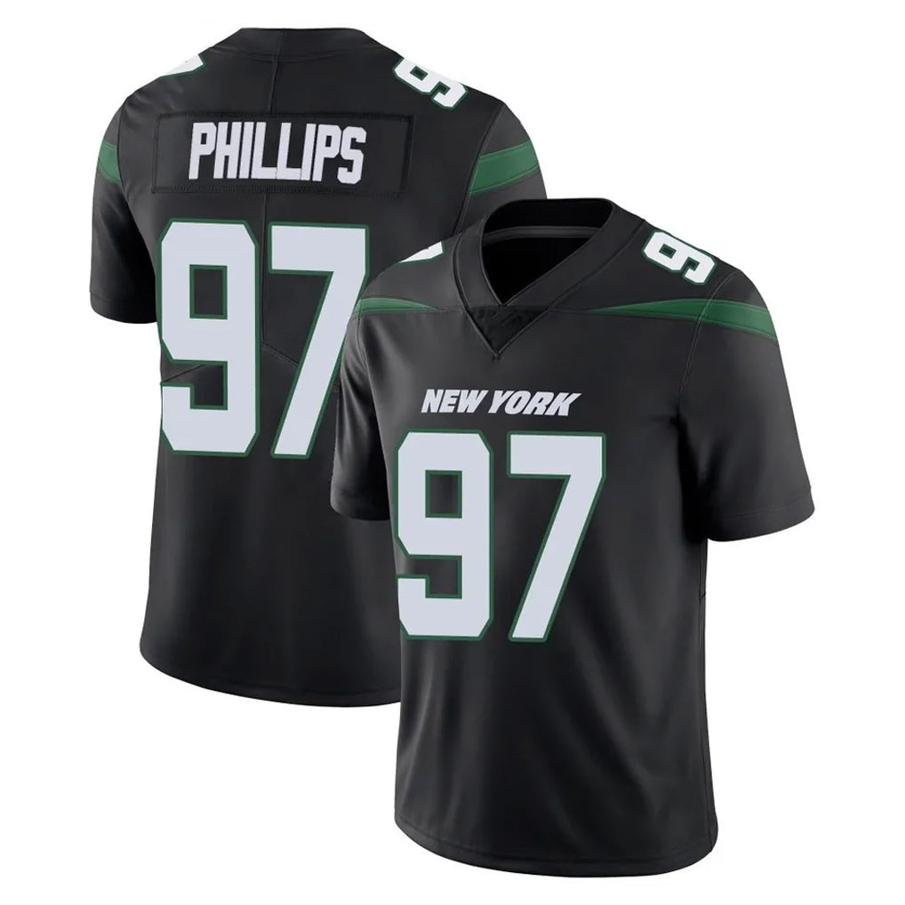 NY.Jets #97 Harrison Phillips Player Stealth Black Limited Vapor Home Game Gdoa Stitched Jerseys
