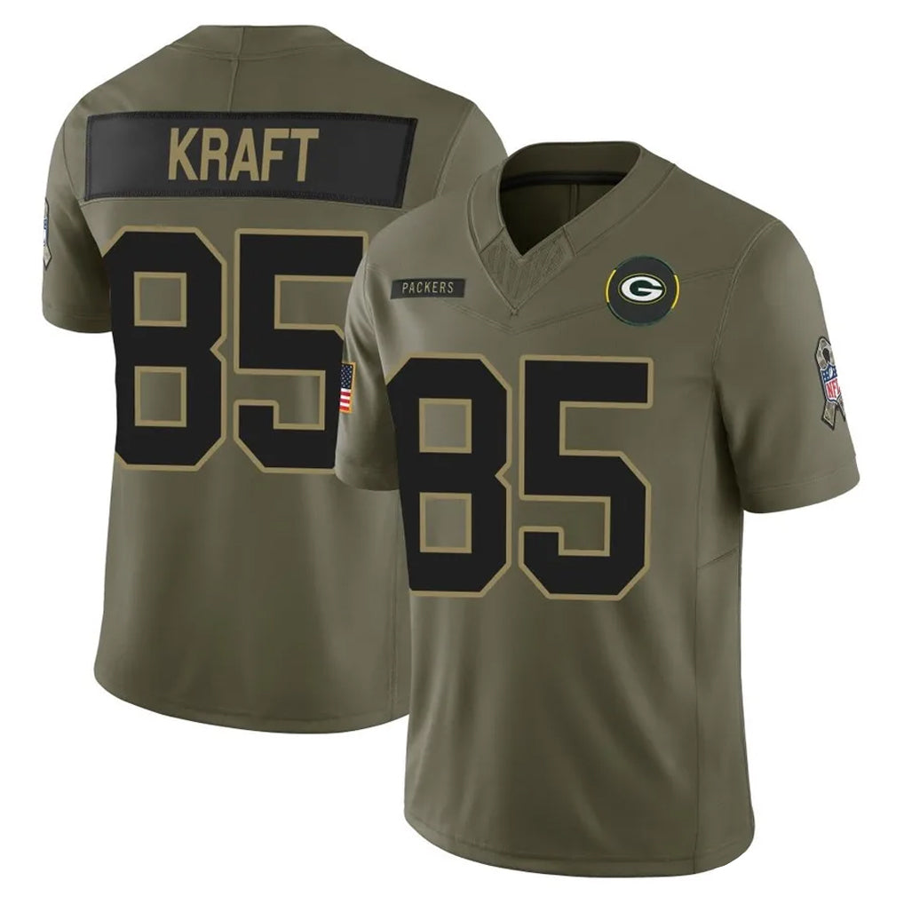GB.Packers #85 Tucker Kraft Player Olive 2025 Salute To Service Limited Home Game Gdoa Stitched Jerseys