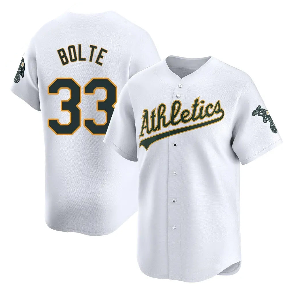 Athletics #33 Henry Bolte Player White Limited Home Game Gdoa Stitched Jerseys