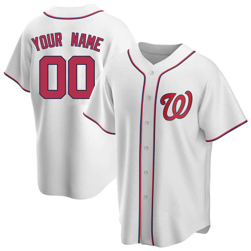 Custom W.Nationals White Replica Home Game Any Name & Number Gdoa Stitched Jerseys