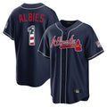 A.Braves #1 Ozzie Albies Player Navy USA 250 Fourth Of July Limited Home Game Gdoa250Ys Stitched Jerseys