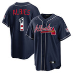 A.Braves #1 Ozzie Albies Player Navy USA 250 Fourth Of July Limited Home Game Gdoa250Ys Stitched Jerseys