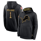 D.Lions #1 Jameson Williams Player Black Salute to Service Hoodies Limited Game Gdoa Stitched Jerseys