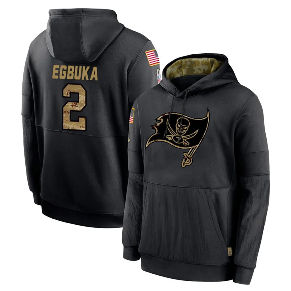 TB.Buccaneers #2 Emeka Egbuka Player Black Salute to Service Sideline Performance Pullover Hoodies Home Game Gdoa Stitched Jerseys