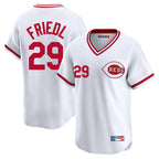 C.Reds #29 TJ Friedl Player White Cooperstown Collection Limited T-shirt Home Gdoa Stitched Jerseys