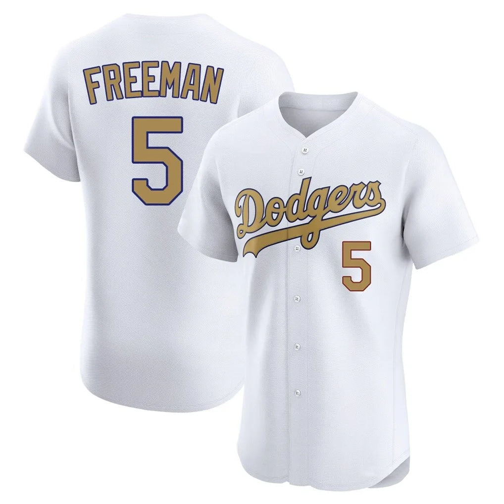 LA.Dodgers #5 Freddie Freeman Player Gold Limited Elite Home Fdoa Stitched Jerseys