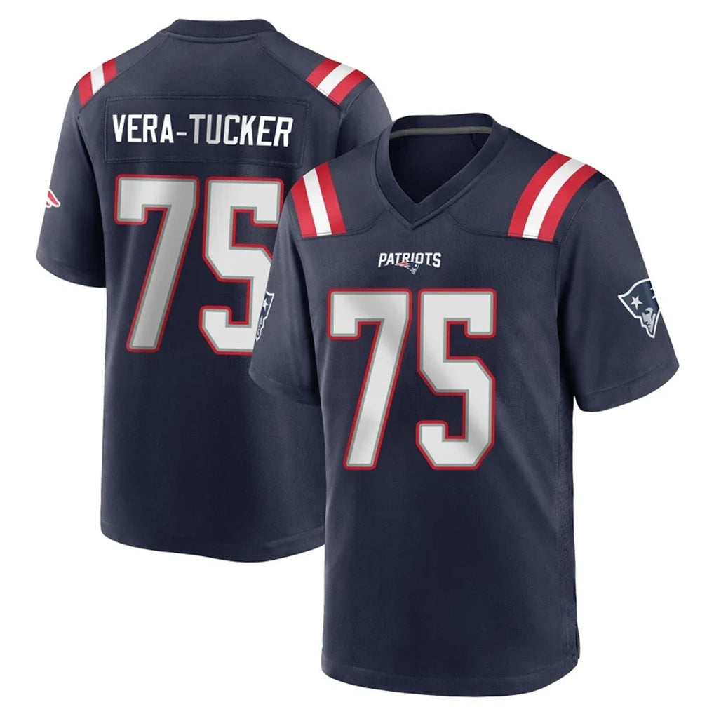 NE.Patriots #75 Alijah Vera-Tucker Player Navy Home Game Gdoa Stitched Jerseys