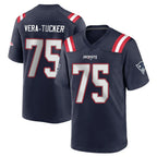 NE.Patriots #75 Alijah Vera-Tucker Player Navy Home Game Gdoa Stitched Jerseys