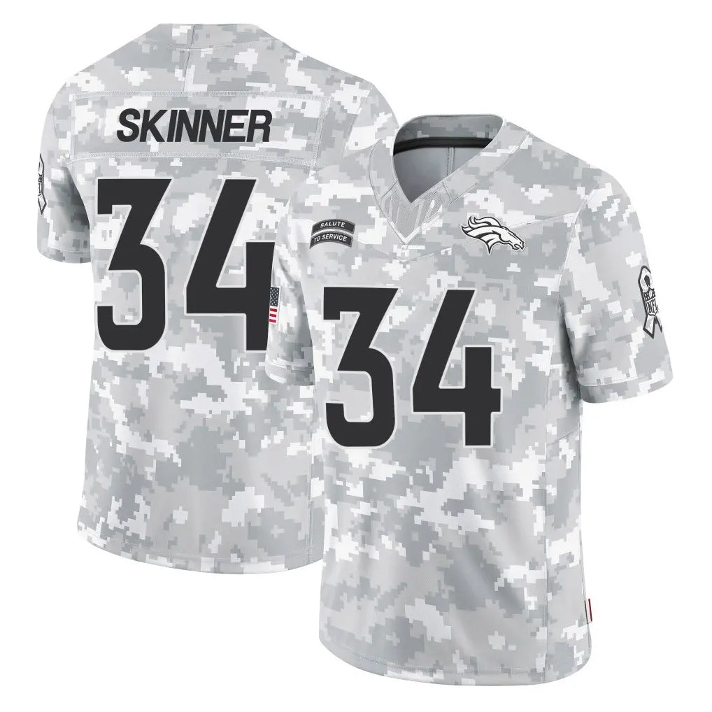 D.Broncos #34 JL Skinner Player Arctic Camo Salute To Service Limited Gdoa Stitched Jerseys