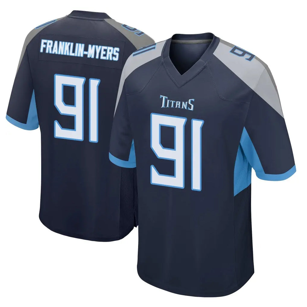 T.Titans #91 John Franklin-Myers Player Navy Home Game Gdoa Stitched Jerseys