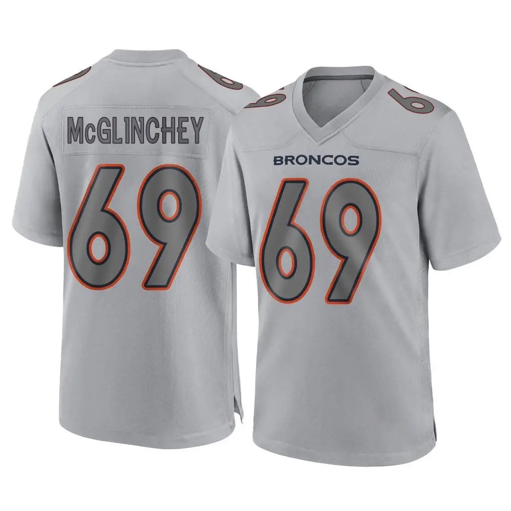D.Broncos #69 Mike McGlinchey Player Gray Atmosphere Fashion Limited Game Gdoa Stitched Jerseys