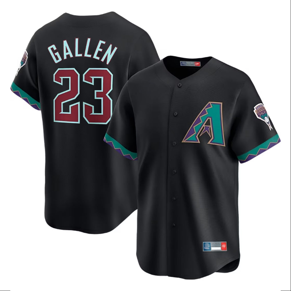 A.Diamondbacks #23 Zac Gallen Player Black Fashion Out Home Game Gdoa Stitched Jerseys