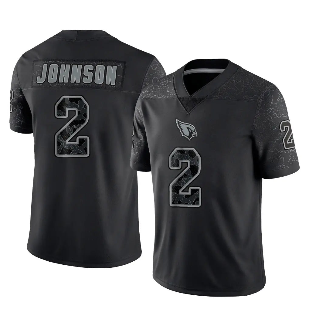 A.Cardinals #2 Will Johnson Player Black RFLCTV Limited Home Game Gdoa Stitched Jerseys